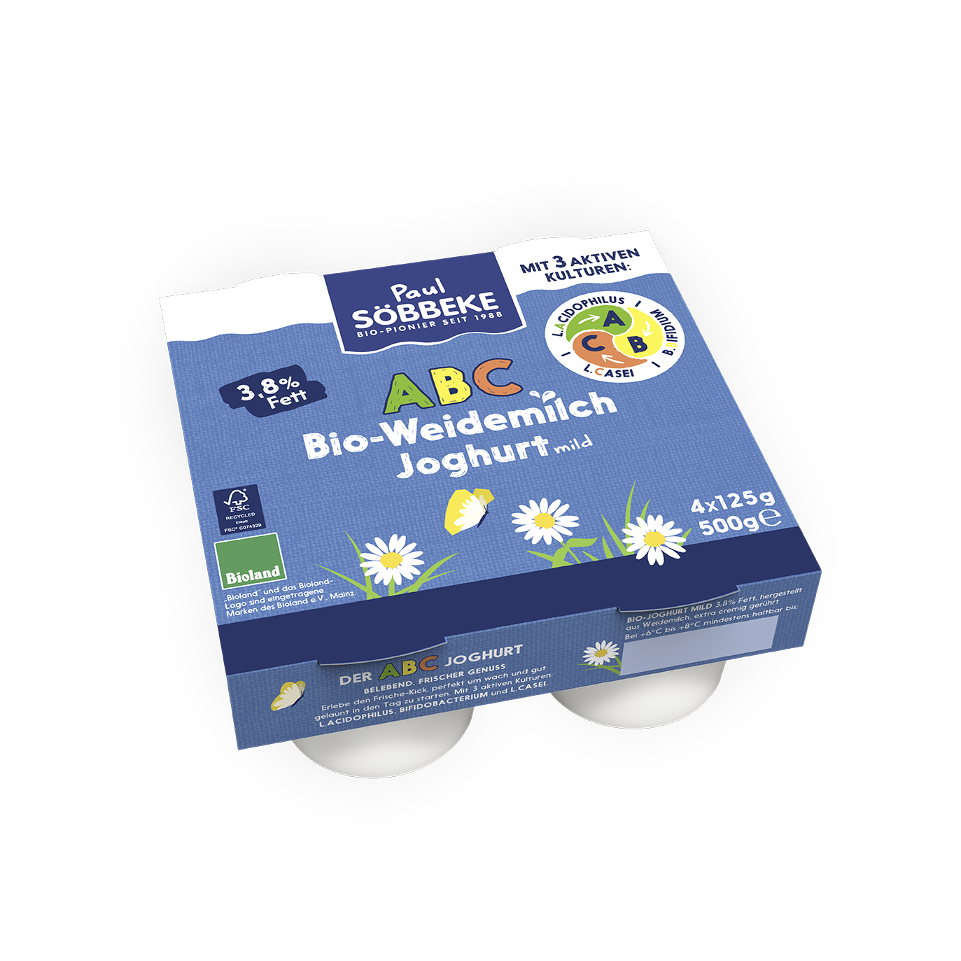 Joghurt 125 - g ABC Bio mild Multipack, x 4 Söbbeke